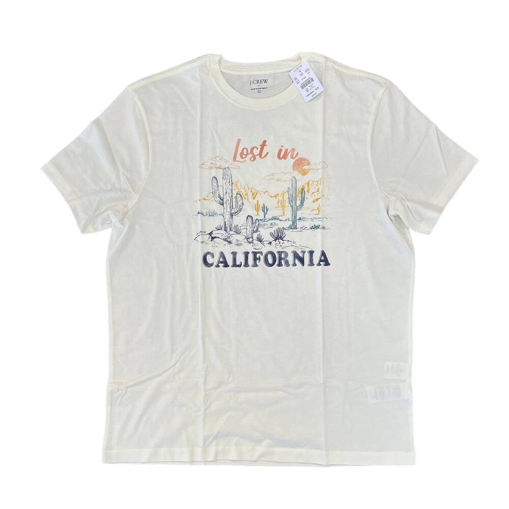 NWT J. Crew Men's Ivory W/Lost in California Graphic Tee